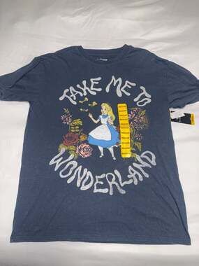 Women's Disney Alice in Wonderland 'Take Me To Wonderland' Mineral Wash Blue T-S